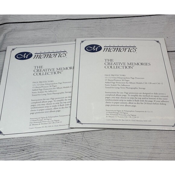 Creative Memories 12 x 12 Page Protectors Old Style Lot 2 packs of 15 Sheets NEW - Picture 1 of 3
